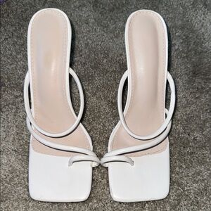 Elegant White Strappy Women's Heels